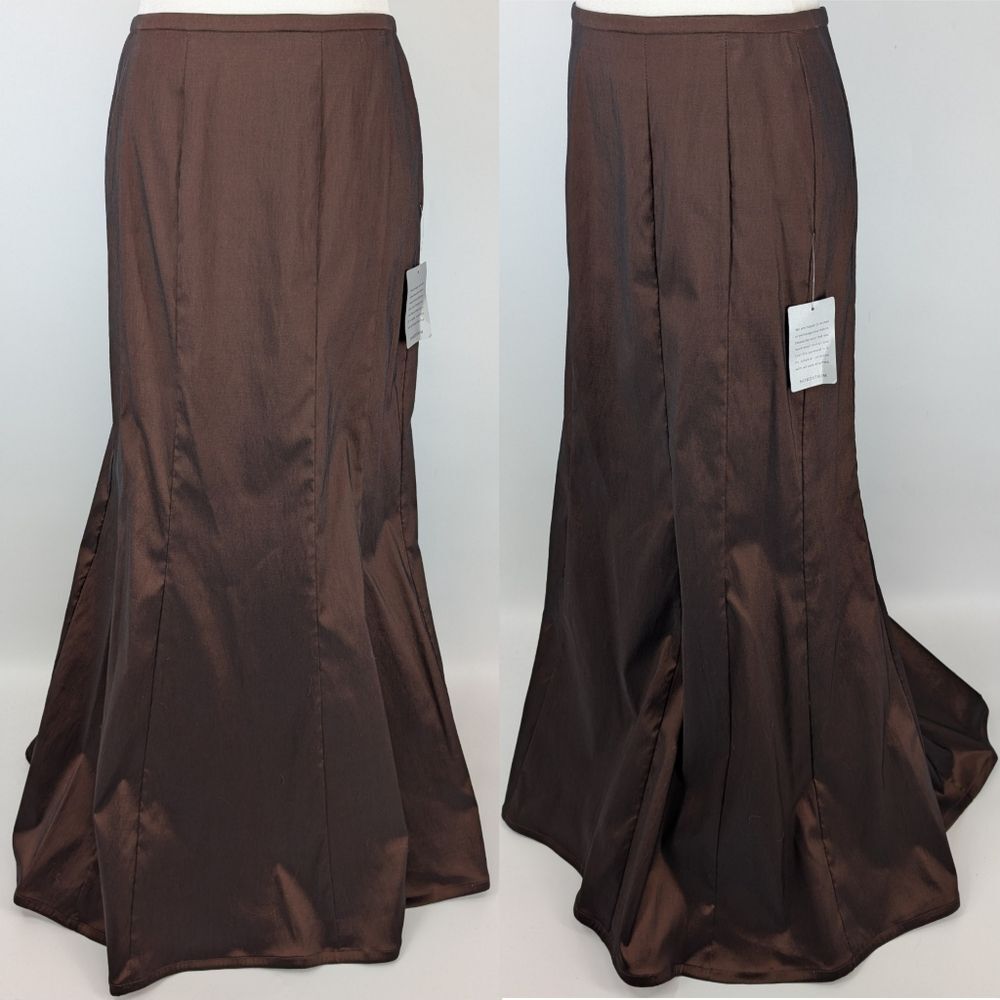 Tadashi Shoji Bronze Brown Maxi Trumpet Formal Maxi Floor Length Skirt 8 NWT